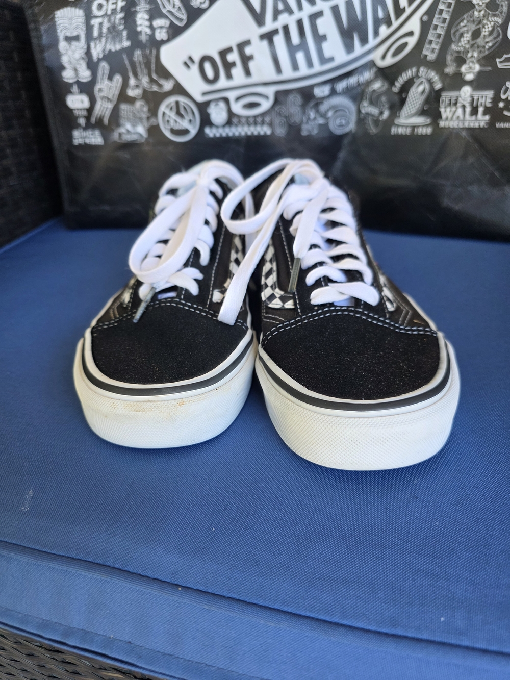 Vans Old Skool Off The Wall Embroidered Checkerboard Sneakers W8 M6.5 With Bag - Picture 5 of 16